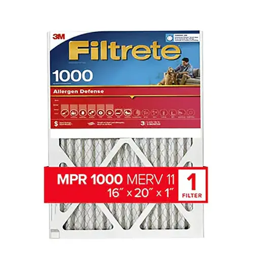 16 In. x 20 In. x 1 In. 1000/1085 MPR Allergen Defense Furnace Filter, MERV 11