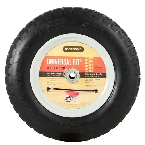 Wheelbarrow Wheel, 4.8/4 x 8 in Tire, 14-1/2 in Dia Tire, Knobby Tread Wheelbarrow Wheel, 4.8/4 x 8 in Tire, 14-1/2 in Dia Tire, Knobby Tread
