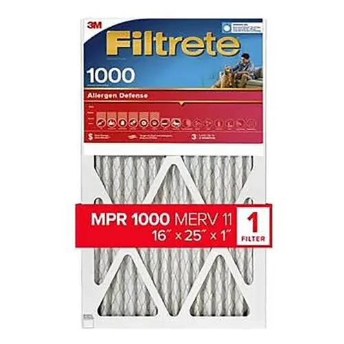 16 In. x 25 In. x 1 In. 1000/1085 MPR Allergen Defense Furnace Filter, MERV 11 16 In. x 25 In. x 1 In. 1000/1085 MPR Allergen Defense Furnace Filter, MERV 11