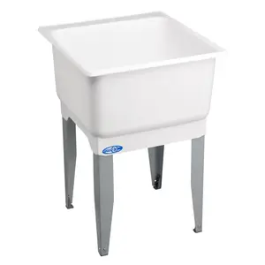 ELM DISTRIBUTION 14 UTILATUB Series Laundry Tub, 20 gal Capacity, 33 in OAH, Polypropylene, White, Floor Mounting, 1-Bowl