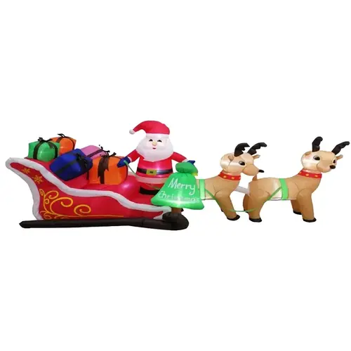 Santa Sleigh Inflatable, 5 ft H, LED White, LED Bulb, Internal Light/Music: Lights Santa Sleigh Inflatable, 5 ft H, LED White, LED Bulb, Internal Light/Music: Lights