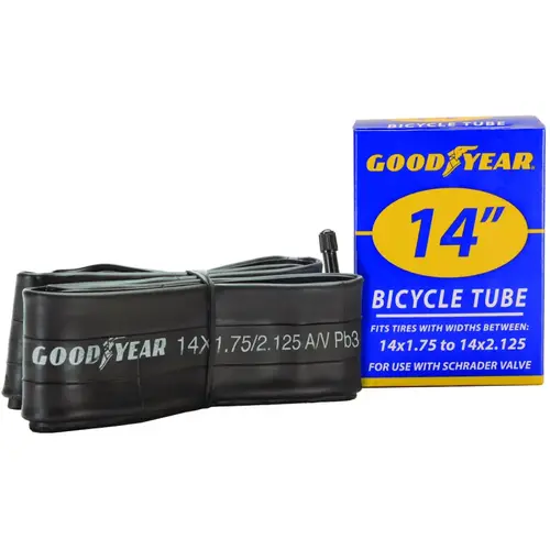 Bicycle Tube, Black, For: 14 x 1-3/4 in to 2-1/8 in W Bicycle Tires Bicycle Tube, Black, For: 14 x 1-3/4 in to 2-1/8 in W Bicycle Tires