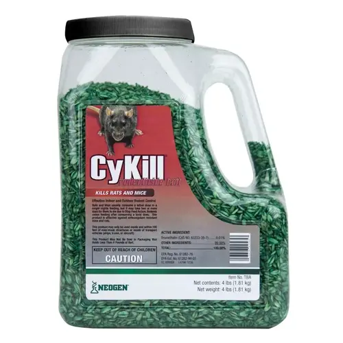 CyKill Rodenticide Bait, Granular, 4 lb Jug Green