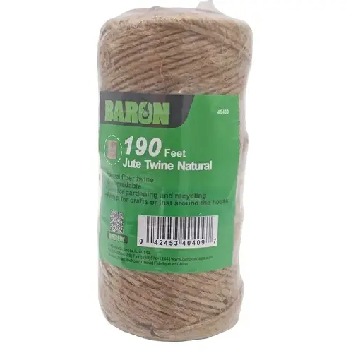 Twine, 1/8 in Dia, 190 ft L, 7 lb Working Load, Natural Fiber, Brown