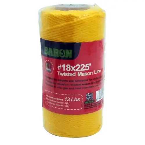 Seine Twine, #18 Dia, 225 ft L, 13 lb Working Load, Polypropylene, Neon Yellow Seine Twine, #18 Dia, 225 ft L, 13 lb Working Load, Polypropylene, Neon Yellow
