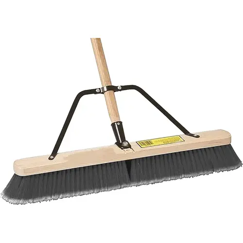 Push Broom, 24 in Sweep Face, 3 in L Trim, Polypropylene Bristle, 60 in L, Bolt with Brace Black/Blue Push Broom, 24 in Sweep Face, 3 in L Trim, Polypropylene Bristle, 60 in L, Bolt with Brace Black/Blue