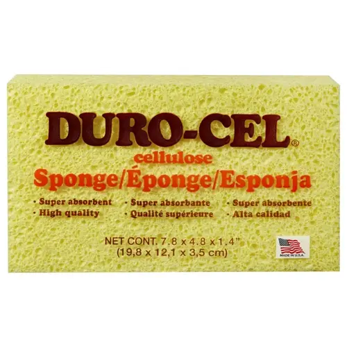 0 Sponge, 8 in L, 5 in W, 1-1/2 in Thick, Cellulose, Yellow 0 Sponge, 8 in L, 5 in W, 1-1/2 in Thick, Cellulose, Yellow