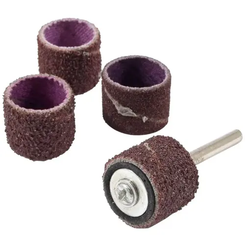 Sanding Drum Kit, 1/2 in Dia Drum, 1/2 in L Drum, Medium, Rubber Backing Brown Sanding Drum Kit, 1/2 in Dia Drum, 1/2 in L Drum, Medium, Rubber Backing Brown