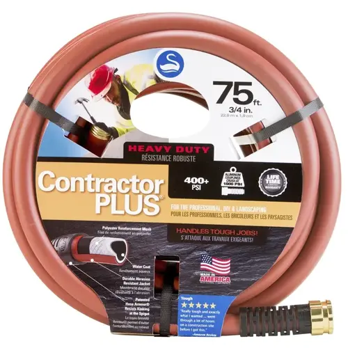 SNCG34075 Garden Hose, 75 ft L, Rubber/Vinyl, Red