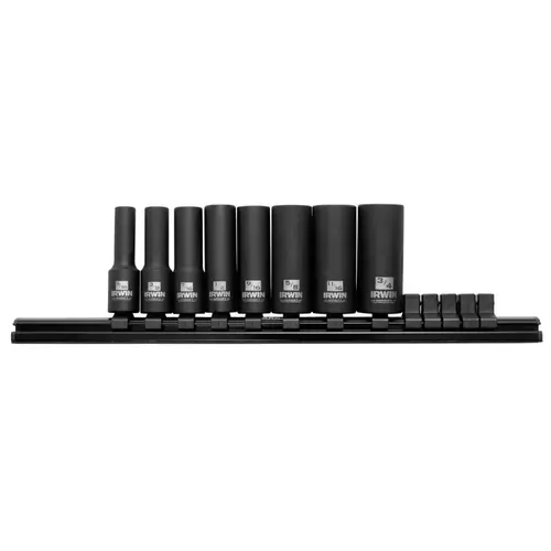 Impact Socket Rail Set, 3/8 in Drive, Square Drive, 6-Point, Molybdenum Steel, Black Oxide Impact Socket Rail Set, 3/8 in Drive, Square Drive, 6-Point, Molybdenum Steel, Black Oxide