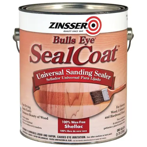 Bulls Eye SealCoat Sanding Sealer, Clear, Liquid, 1 gal - pack of 2
