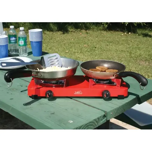 Two Burner Stove, 5000 Btu, Steel Baked Enamel Two Burner Stove, 5000 Btu, Steel Baked Enamel