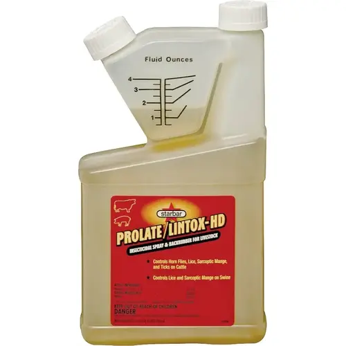 PROLATE/LINTOX-HD Insecticide Spray and Backrubber, Liquid, Light Amber/Medium Brown, 1 qt Bottle