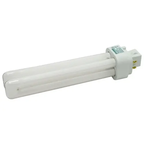Compact Fluorescent Bulb, 26 W, T12 Lamp, G24Q-3 Lamp Base, 989 Lumens, 3500 K Color Temp, White Light Compact Fluorescent Bulb, 26 W, T12 Lamp, G24Q-3 Lamp Base, 989 Lumens, 3500 K Color Temp, White Light