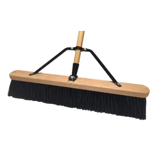 Push Broom, 24 in Sweep Face, 4 in L Trim, Polypropylene Bristle, 60 in L, Bolt with Brace Black Push Broom, 24 in Sweep Face, 4 in L Trim, Polypropylene Bristle, 60 in L, Bolt with Brace Black