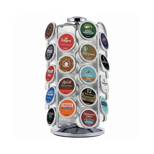 K-Cup Pod Carousel, Metal Shelf, Silver, Chrome K-Cup Pod Carousel, Metal Shelf, Silver, Chrome