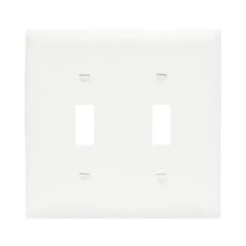 Wallplate, 4.93 in L, 4.87 in W, 2 -Gang, Nylon, White