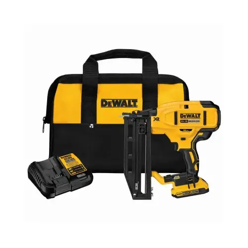 Finish Nailer Kit, Battery Included, 20 V, 2 Ah, 110 Magazine, Straight Collation, 16 ga Nail Finish Nailer Kit, Battery Included, 20 V, 2 Ah, 110 Magazine, Straight Collation, 16 ga Nail