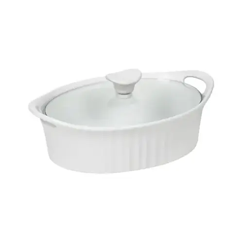 Casserole Dish, 1.5 qt Capacity, Stoneware, French White, Dishwasher Safe: Yes