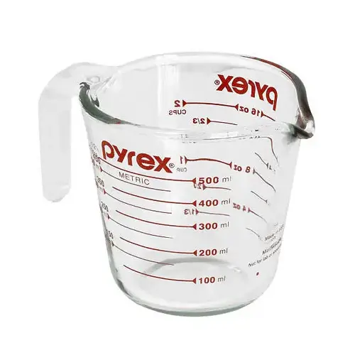 Measuring Cup, 2 Cup Capacity, Ounces Graduation, Glass, Clear Measuring Cup, 2 Cup Capacity, Ounces Graduation, Glass, Clear