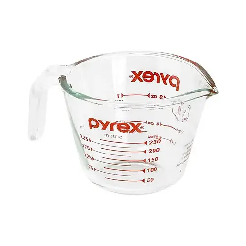 Measuring Cup, 250 mL Capacity, Glass, Clear