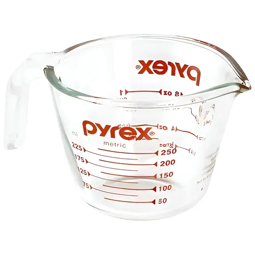 Pyrex 6001074 Measuring Cup, 250 mL Capacity, Glass, Clear Measuring Cup, 250 mL Capacity, Glass, Clear
