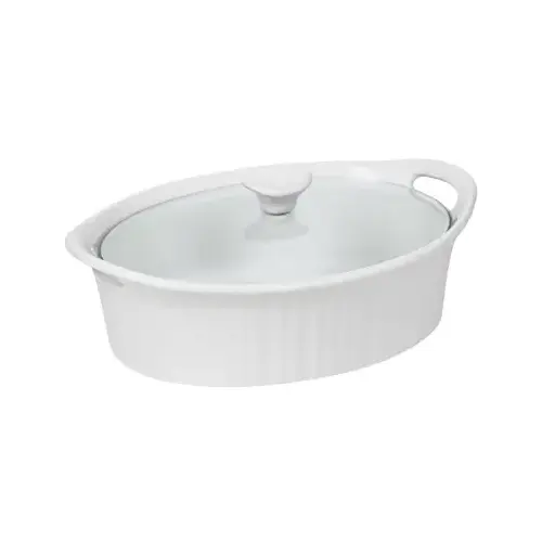 Casserole Dish with Lid, 2.5 qt Capacity, Stoneware, French White, Dishwasher Safe: Yes Casserole Dish with Lid, 2.5 qt Capacity, Stoneware, French White, Dishwasher Safe: Yes