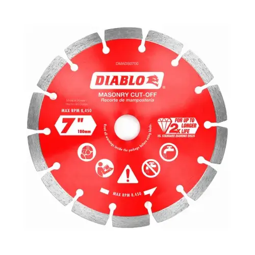 7 In. Segmented Rim Dry/Wet Cut Diamond Blade 7 In. Segmented Rim Dry/Wet Cut Diamond Blade