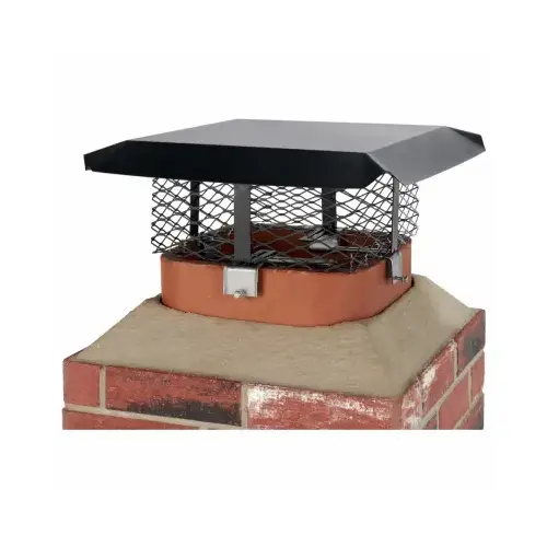 Adjustable Chimney Cap, Steel, Black, Powder-Coated, Fits Duct Size: 19-1/4 x 9-1/4 x 19-1/4 in