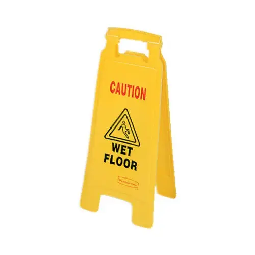 FG611277 YEL Floor Sign, 11 in W, Yellow Background, Caution Wet Floor, English, French, Spanish FG611277 YEL Floor Sign, 11 in W, Yellow Background, Caution Wet Floor, English, French, Spanish