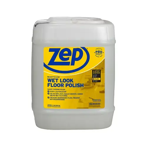 Floor Finish, 5 gal Can, Liquid, Mild Ammonia, Milky White Floor Finish, 5 gal Can, Liquid, Mild Ammonia, Milky White