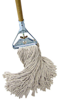 Quickie 38391T4 038-391T-4 Wet Mop, Wing Nut Mop Connection, Cotton Mop Head, Hardwood Handle
