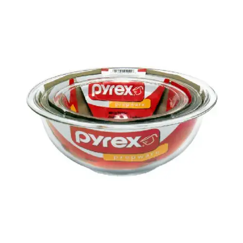 Prepware Glass Mixing Bowl Set (3-Piece) Clear