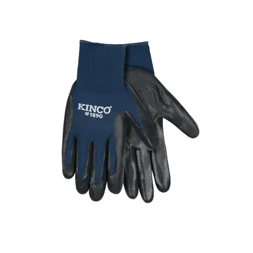 High-Dexterity Work Gloves, Men's, M, Knit Wrist Cuff, Nitrile Coating, Nylon Glove, Gray/Navy Blue High-Dexterity Work Gloves, Men's, M, Knit Wrist Cuff, Nitrile Coating, Nylon Glove, Gray/Navy Blue