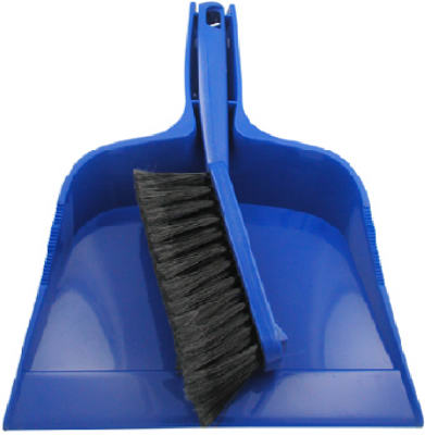 Quickie 402ZQK 402 Dustpan and Brush Set, 12.02 in L, 10.32 in W, Plastic/Poly Fiber Blue