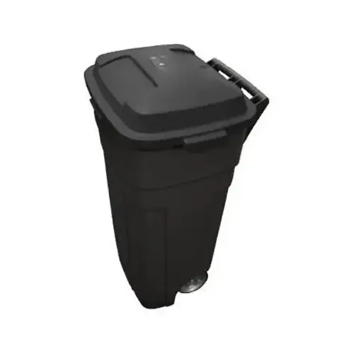 Roughneck Wheeled Trash Can, 34 gal Capacity, Resin, Black, Detached Lid Closure - pack of 4 Roughneck Wheeled Trash Can, 34 gal Capacity, Resin, Black, Detached Lid Closure - pack of 4