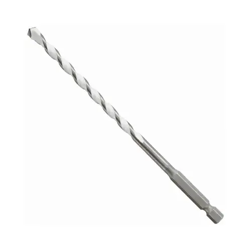 Jobber Drill Bit, 1/4 in Dia, 6 in OAL, Twist Flute, 1/4 in Dia Shank, Hex Shank Powder-Coated