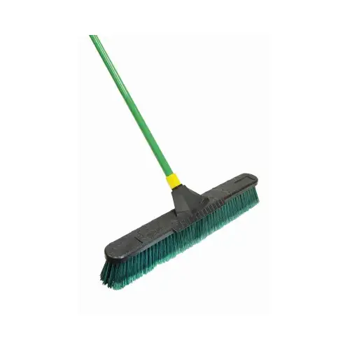 Bulldozer Multi-Surface Push Broom, 24 in Sweep Face, Polypropylene Fiber Bristle, Steel Handle Green Bulldozer Multi-Surface Push Broom, 24 in Sweep Face, Polypropylene Fiber Bristle, Steel Handle Green