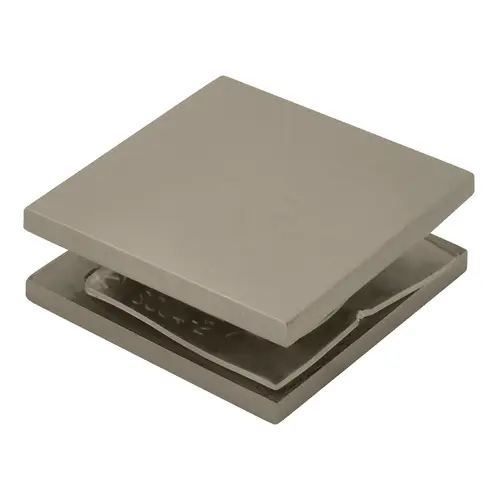 Brushed Nickel Square Style Hole-in-Glass Fixed Panel U-Clamp