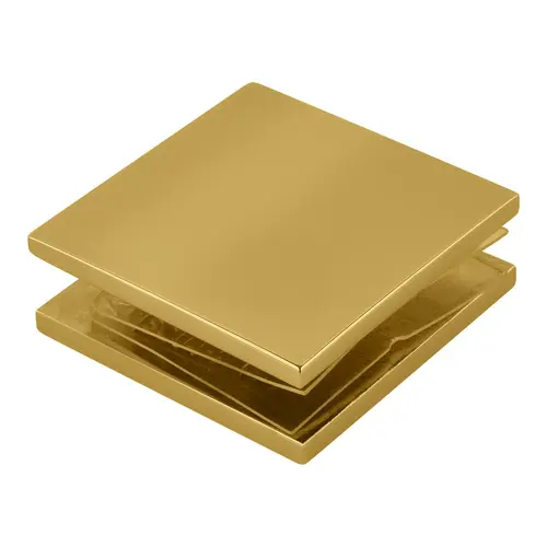 Polished Brass Square Style Hole-in-Glass Fixed Panel U-Clamp