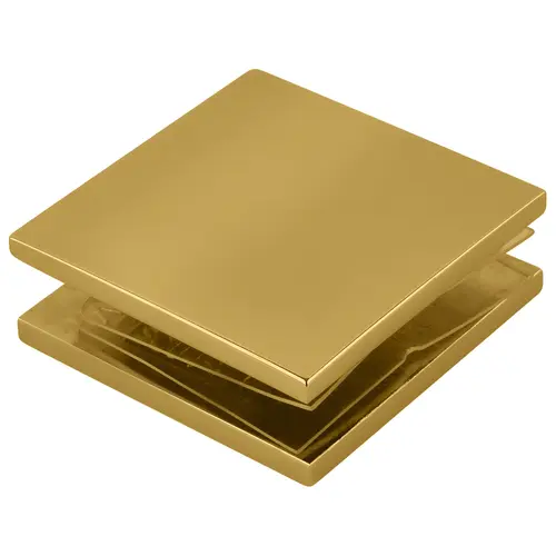 Unlacquered Brass Square Style Hole-in-Glass Fixed Panel U-Clamp