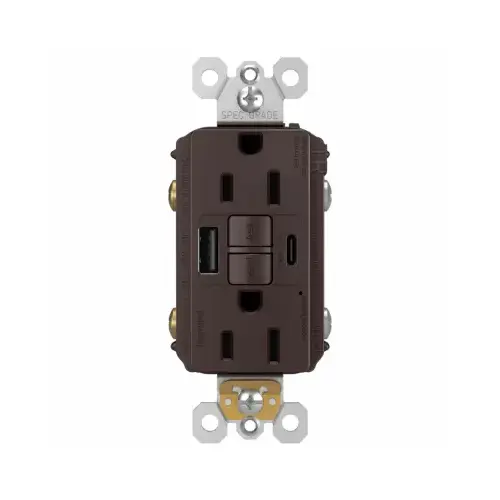 Radiant 15A Tamper-Resistant Self-Test GFCI USB Type-A/C Outlet, Dark Bronze Radiant 15A Tamper-Resistant Self-Test GFCI USB Type-A/C Outlet, Dark Bronze