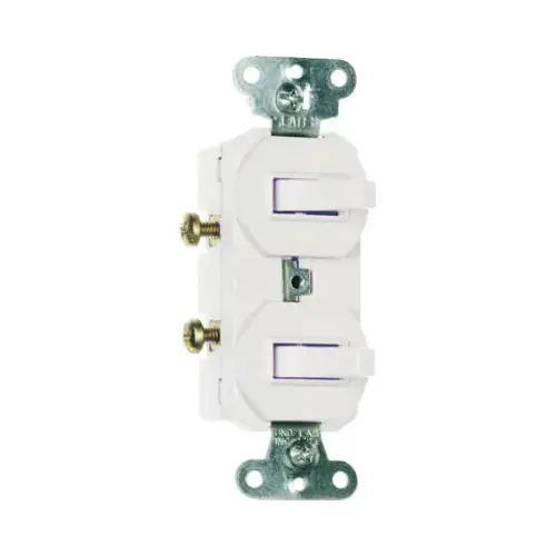 Double Combination Switch, 15 A, 120/277 VAC, Side Wire Terminal, White Double Combination Switch, 15 A, 120/277 VAC, Side Wire Terminal, White