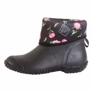 MUCK BOOT COMPANY WM2-1ROS-BLK-080 Muckster II Mid Height Waterproof Shoes, Black/Gray with Rose Print, Women's 8