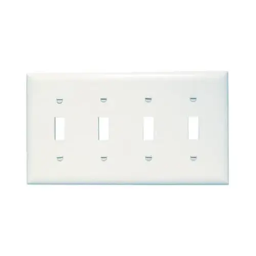 Wall Plate, 4-Toggle Opening, Urea, White Wall Plate, 4-Toggle Opening, Urea, White