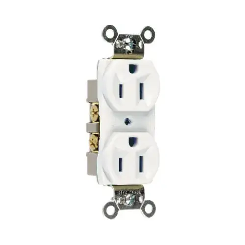 Duplex Receptacle, 2 -Pole, 15 A, 125 V, Back, Side Wiring, NEMA: 5-15R, White Duplex Receptacle, 2 -Pole, 15 A, 125 V, Back, Side Wiring, NEMA: 5-15R, White