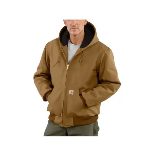 Duck Active Quilted Jacket With Hood, Flannel-Lined, Brown, XL Duck Active Quilted Jacket With Hood, Flannel-Lined, Brown, XL