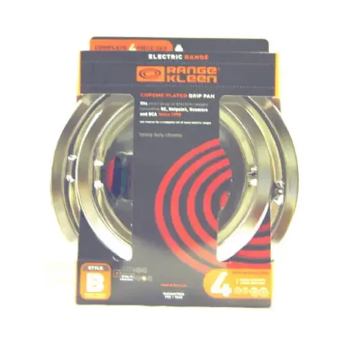 Electric Range Drip Pan Set, "B" Series Plug-In Element, Chrome - pack of 4