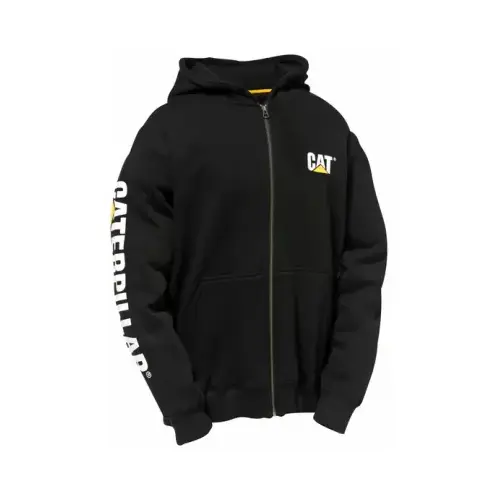 Caterpillar Full Zip Hooded Sweatshirt, Black, 2XL
