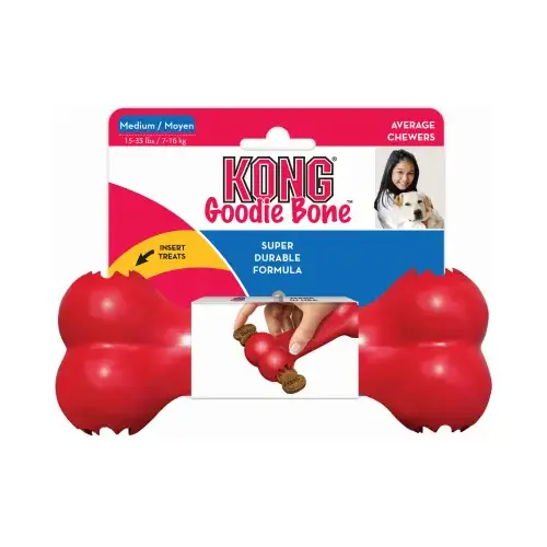 Goodie Bone Dog Toy, Red Rubber, For Medium Chewers, 7-In. Goodie Bone Dog Toy, Red Rubber, For Medium Chewers, 7-In.